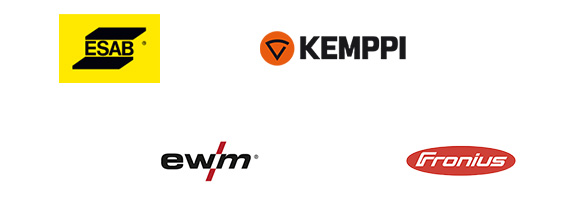 Esab, Kemppi, Fronius och EWM loggor