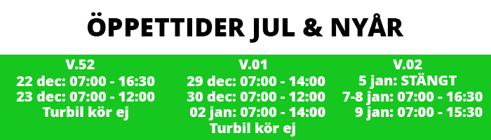 Öppettider jul