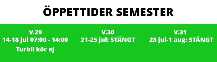Öppettider Semester