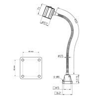 LED Maskinbelysning "ALPHA" med 455 mm flex arm AC+DC 24V