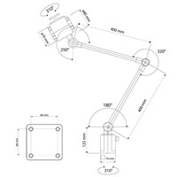 LED Maskinbelysning "VELA" med 400+400 mm arm AC 100V-240V