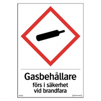 SKYLT GASBEHÅLLARE FÖRS I SÄKERHET VID BRANDFARA MAGNET
