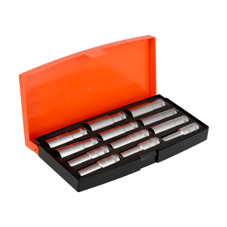 Hylssats 1/2" med långa sexkantshylsor, 12 delar