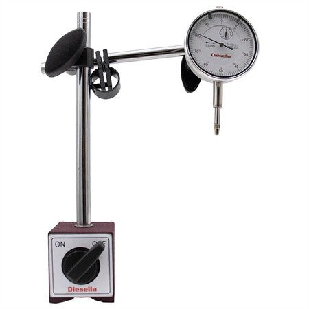 Indikatorstativ och Mätklocka 0-10 mm med ögla på baksida